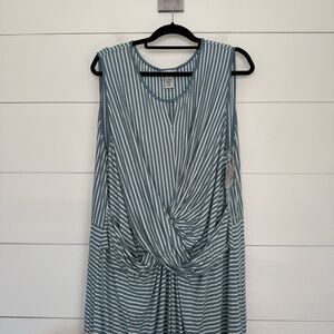 Catherine’s Women’s 3X Blue White Striped Tank Dress Stretchy New